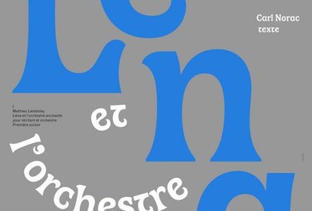 Affiche de la soirée sur fond gris Léna et l'orchestre enchanté avec les noms des solistes