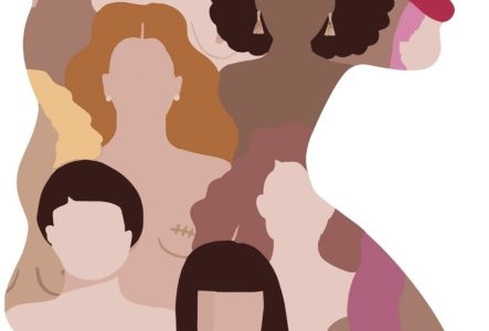 Illustration de femmes dessinées dans une tête de femme qui défini toutes les femmes de tout horizons