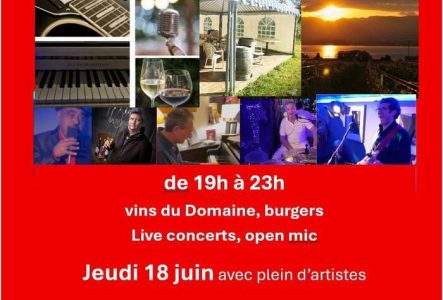 Jeudi 18 juin ce sera
*la fin du G7 et l'ouverture des frontières
*l'appel du Général de Gaulle
*la pré-fête des la musique
Nous vous invitons à venir festoyer au
Domaine des Champs-Lingot
Anières (Suisse)
LES BACCHANALES
Live Musique avec plein de musiciens
Vins du Domaine
de 19h à 23h
Open Mic pour les courageux 🎤🎙️
Danse floor 💃🕺
Fun
Sunset 🌞🌞
Party

réservez ici >
https://patricbernheim.com/concerts-live
+41 78 723 43 43
+33 6 44 29 21 92
info@patricbernheim.com