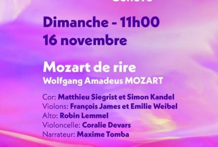 Mairie de Chêne-Bougeries Fond rose avec texte indiquant date heure et lieu de l'événement