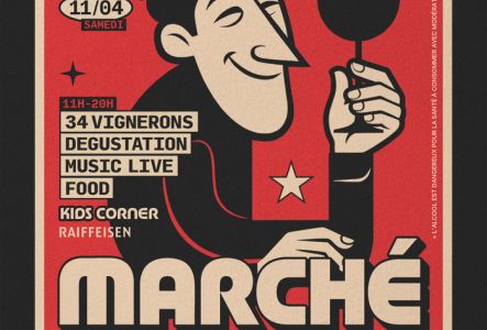 Affiche du marché du vin avec un degustateur