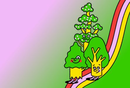 Dessin d'arbres qui sourient - forêt