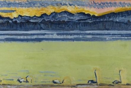 DR Jeune homme couché au bord d'un lac