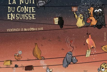 Affiche de la nuit du conte en Suisse avec le thème "Voix"