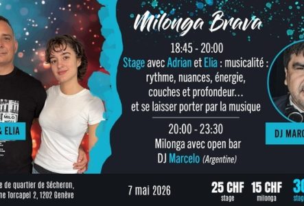 Flyer de l'événement avec les enseignants du cours et DJ