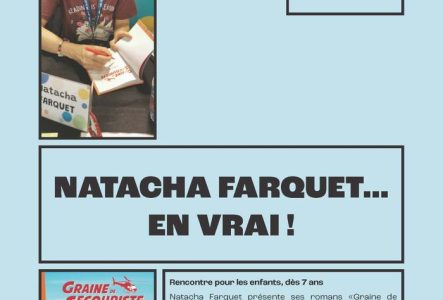 Image de Natacha Farquet signant un livre de sa saga Graine de secouriste.