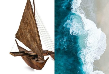 Océan et maquette de pirogue à balancier