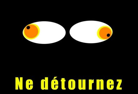 Titre de la formation en jaune sur fond noir avec un motif d'oeil au centre de l'image.