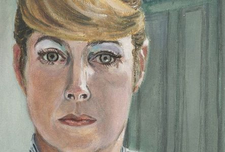 détail d'une peinture de Sylvia Sleigh , autoportrait de l'artiste