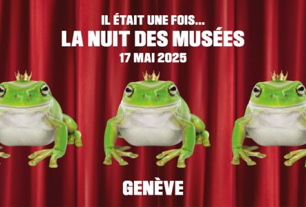DR Trois grenouilles avec chacune une couronne sur la tête, ce qui fait référence au thème de cette année : Contes et légendes.