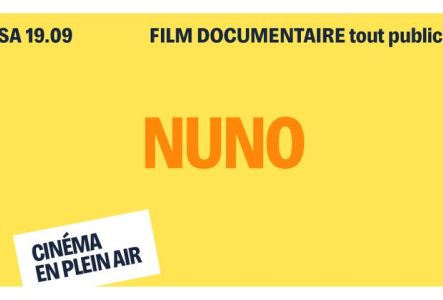 Sur fond jaune se trouve le titre écrit en orange