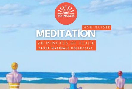 Andrew Baines - Meeting for Minds Visuel du flyer : Trois personnes assises de dos sur une plage, regardant l’horizon.
Titre du flyer : Méditation – 20 minutes of peace
Sous-titre : Pause matinale collective au Jardin Anglais
Prochaines dates : Lundis 7, 14, 21, 28 juillet à 7h45
Informations complémentaires : Événement gratuit, ouvert à toutes et à tous, sans inscription préalable.