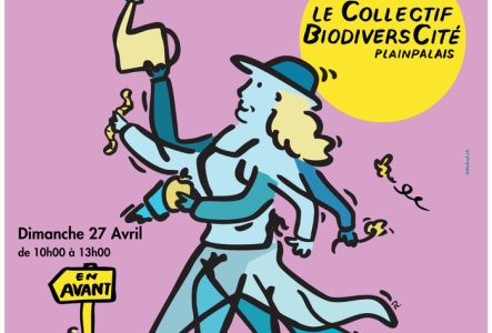 Un personnage androgyne, à la croisée entre mangeur·euse et paysan·ne, avance en mouvement, porté par une énergie positive pour s’informer sur la biodiversité et agir concrètement.

L’intitulé Petites Graines – Grands Enjeux s’inscrit dans cette dynamique : reprendre racine, avec Joël Mützenberg de Semences de Pays.