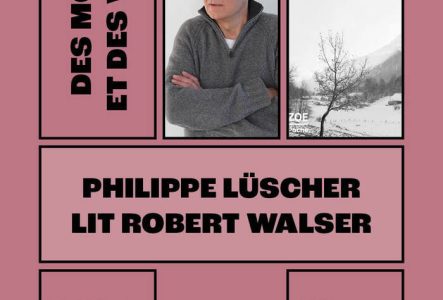 Photo de Philippe Lüscher et de la couverture du livre Retour dans la neige de Robert Walser.