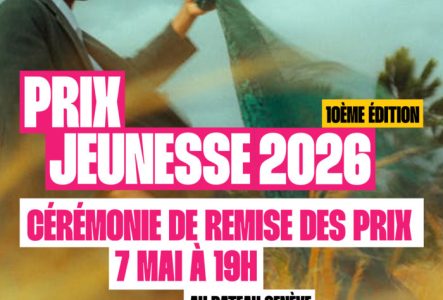 Affiche du Prix Jeunesse qui tiendra sa cérémonie de remise des prix le jeudi 7mai 2026 à 19h au Bateau Genève pour fêter ses 10 ans