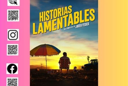 Cartel con información sobre la proyección de la película Historias lamentables