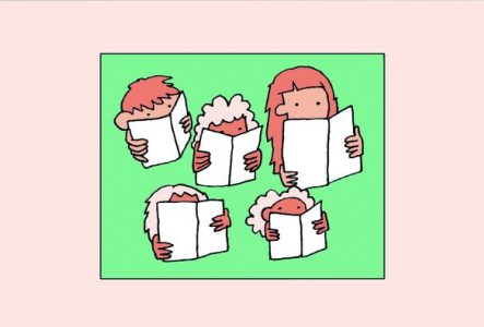 Illustration représentant des enfants en train de lire.