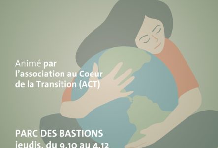 Graphistes - Université de Genève Personne serrant une planète avec les informations sur les ateliers