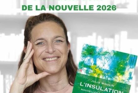 Portrait de l'auteure accompagné de la couverture du livre