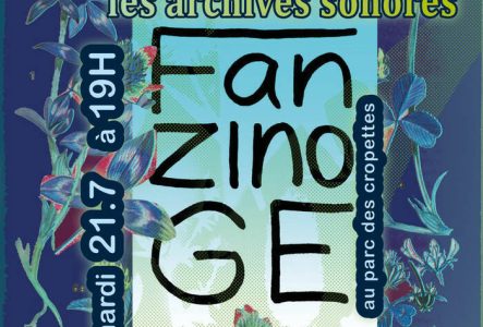 Flyer floral avec logo de la FanzinoGE, lieu et date