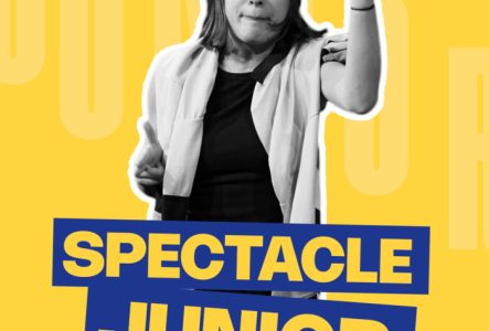 Improvisateurice en action et titre de l'évènement