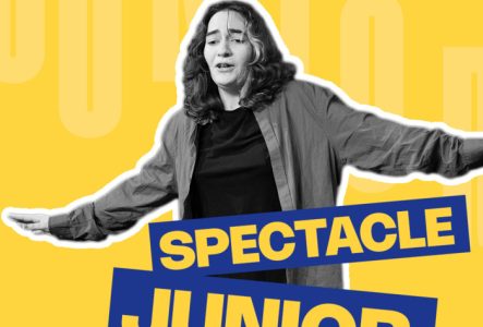 Improvisateurice en action et titre de l'évènement