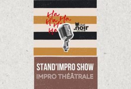Une affiche brune avec un micro old school