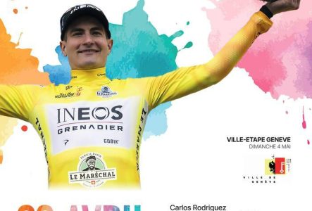 E-novision Affiche du Tour de Romandie 2025. On y voit le gagnant du Tour 2024.