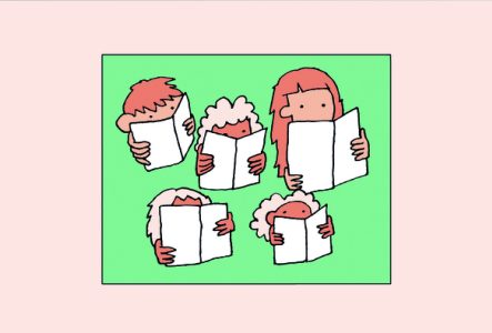 Illustration représentant des enfants en train de lire.