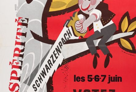 Affiche, Jean Leffel, Comité syndical genevois contre l'initiative Schwarzenbach, 1970.