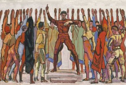 Ferdinand Hodler, "Unanimité", 1912-1913, huile sur toile, 52,5 x 163 cm, signé en bas à droite : "F. Hodler", Genève, Musée d'art et d'histoire, achat, 1939.