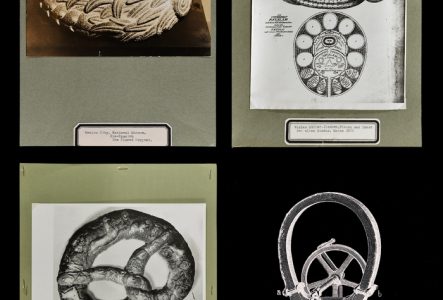 Illustration avec 4 images d'archives provenant des archives Eranos et de la collection de l'artiste Batia Suter.