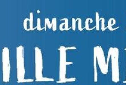 titre de la manifestation avec la date écrit en blanc sur fond bleu