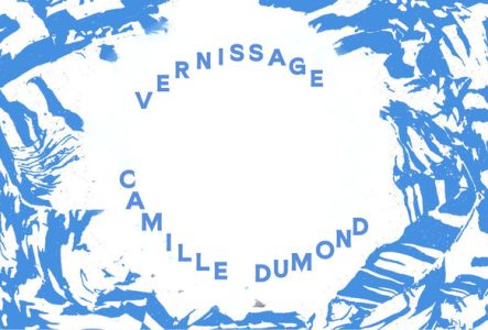 Formes abstraites bleues, vernissage Camille Dumond