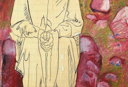 Ferdinand hodler, "Âme déçue", 1891, crayon au graphiste, encre, pastel à l'huile et huile sur papier marouflé sur toile, 49,5 x 35 cm, titré, signé et daté en bas à droite "Enttäuschte Seele 1891. F. Hodler", Galerie Michael Haas.