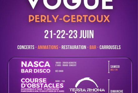 Julian Ramazzina Le nom et information sur la manifestation. Une affiche en fond violet avec les programme complet