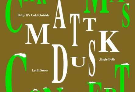 Affiche de la soirée avec l'OSR et l'artiste invité Matt Dusk sur un fond ocre et informations en vert clair et blanc.