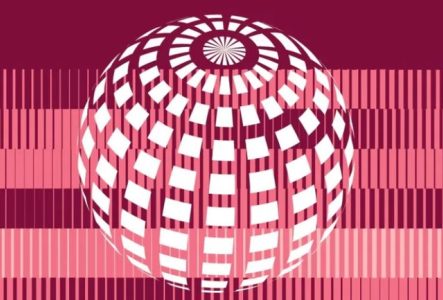 Image d'illustration d'une sphère sur un fond framboise et bordeaux