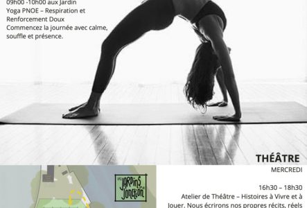 Flyer de l'atelier yoga aux Jardins de la Jonction